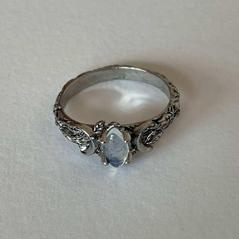 Moonlight Mysteries Celtic Triquetra Ring - Sterling Silver Trinity Knot Band, Narrow Goddess Symbol Ring, Sizes 4-15 - View #2