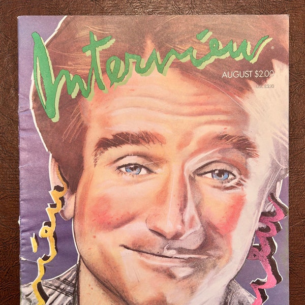 Revista de entrevistas antiguas de Andy Warhol con Robin Williams, agosto de 1986