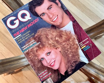 Vintage, revista GQ, septiembre de 1981, The New Mood, con John Travolta y Nancy Allen, anuncio de Andy Warhol Barney