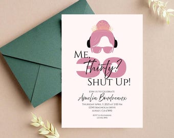 Me? Shut Up! Girl Party Invite | Princess Diaries Birthday Invitation | Crown & Tiara Design | Editable Colors | Digital Template Download