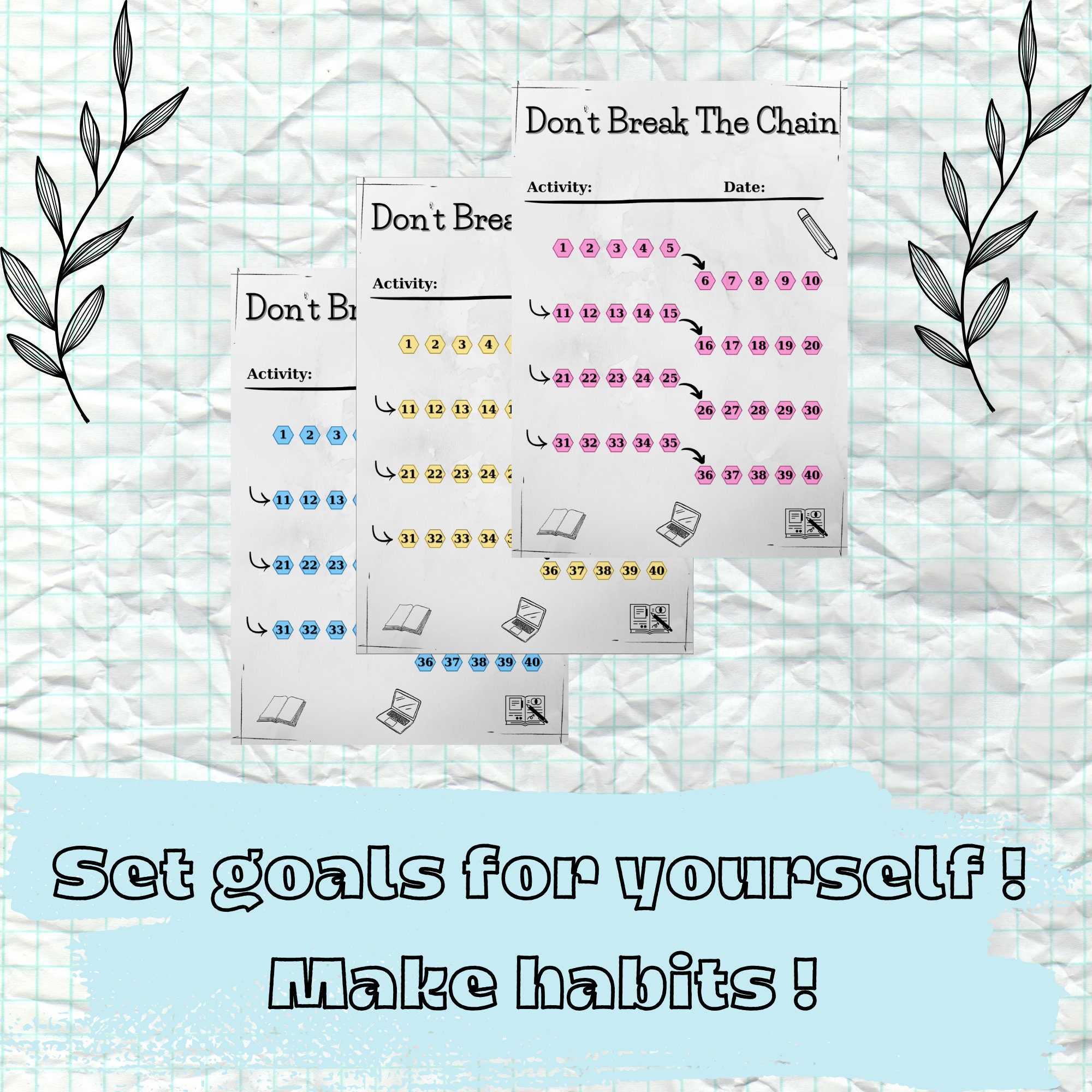 40 Day Tracker, Dont Break the Chain, 2024 Dont Break the Chain ...
