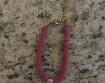 Adjustable Magenta Smiley Face Bracelet