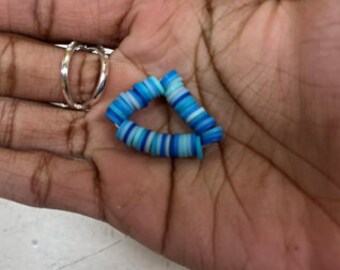 Blue Stitch Heishi Bead Ring