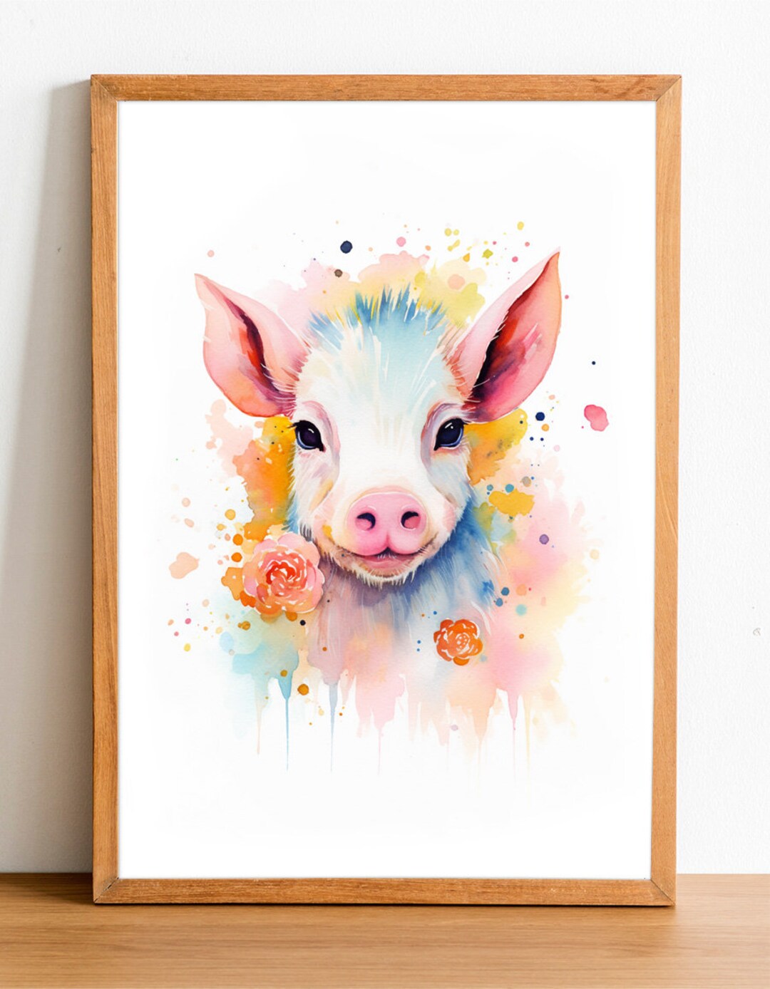 Piglet Watercolor Digital Printable Art, Animal Art, Home Decor, Wall Art, Portrait, Boho Art - Etsy