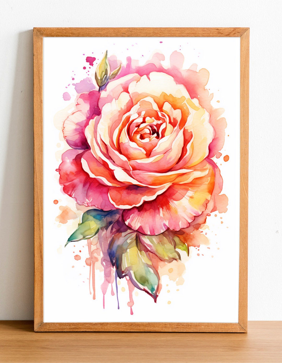Rose Watercolor Digital Printable Art, Valentine's Day Art, Wall Art ...