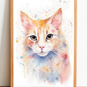 Barn Cat watercolor digital printable art, animal art, home decor, wall art, portrait, boho art