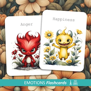 Cartes d'émotions imprimables, inspirées du monstre de la couleur, cartes de sentiments SEL pour enfants, outil de thérapie et de classe