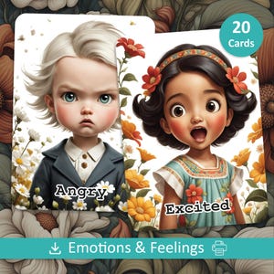 Emotionale Intelligenz Karteikarten für Kinder - Druckbare Gefühle und Emotionen, Montessori SEL Werkzeug, Homeschool & Klassenzimmer PDF