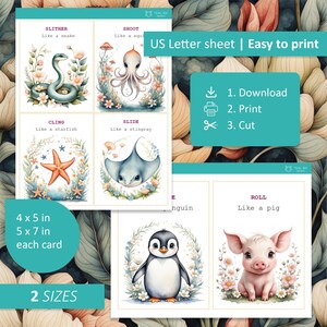 Animal Movement Flashcards: Gross Motor Activity Cards (Printable) image 2