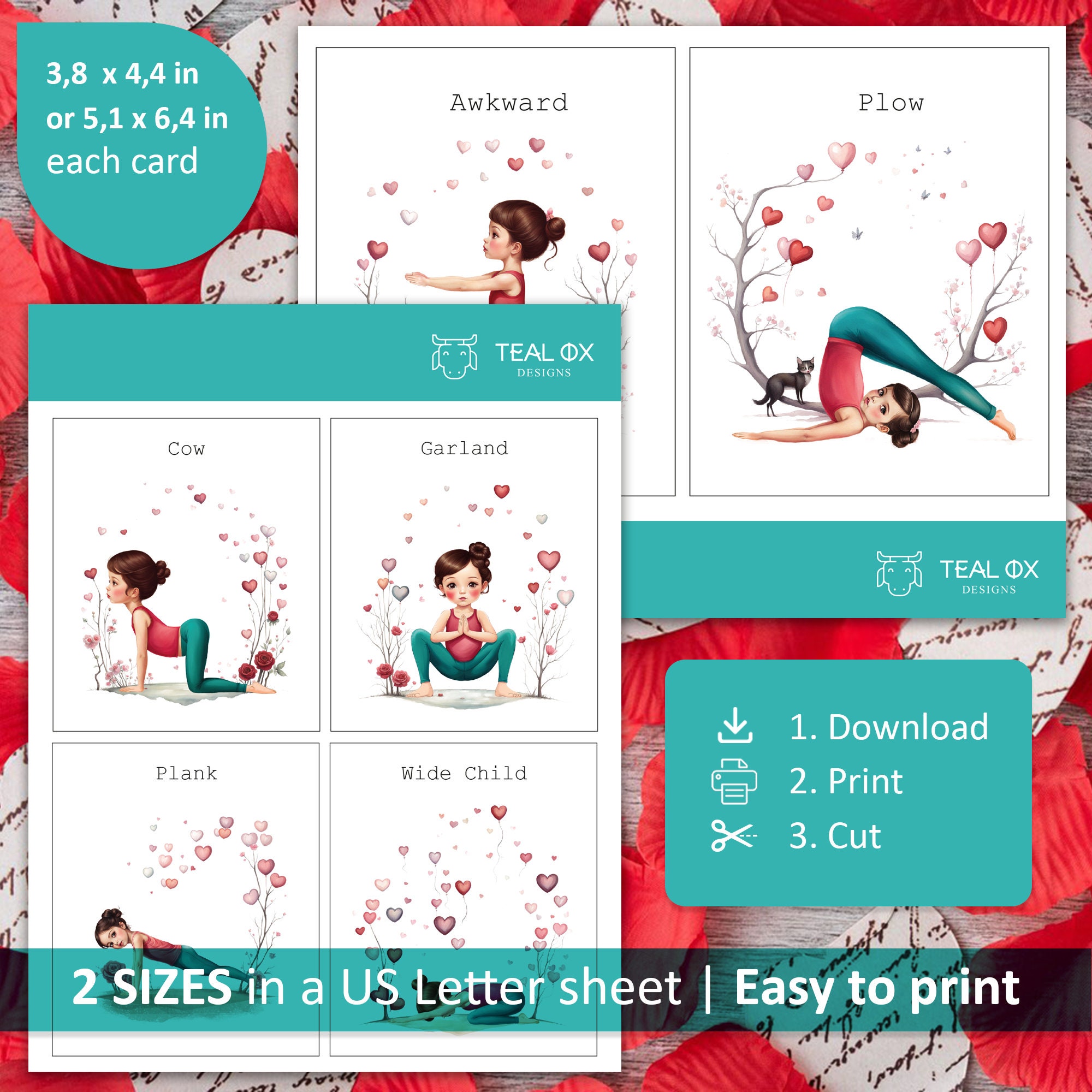 Yoga Flashcards for Kids | Illustrated Poses With Cute Girl ...