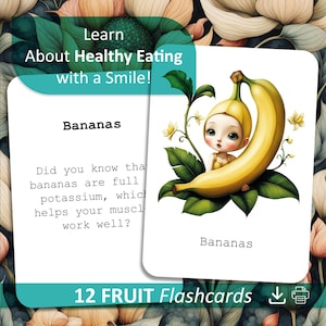 Cartes-éclair sur les fruits pour enfants – Cartes alimentation saine à imprimer | Faits amusants et avantages | PDF pour le préscolaire et l'école à la maison