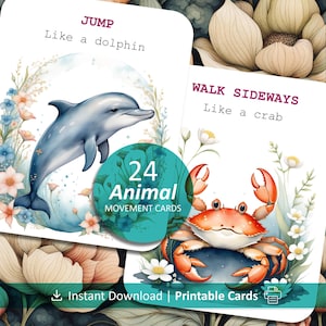 Animal Movement Flashcards: Gross Motor Activity Cards (Printable) image 1