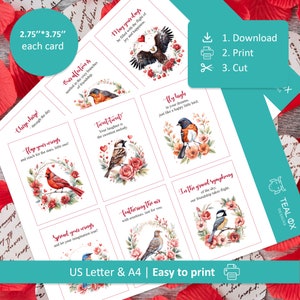 Printable Birds Valentine's Day Cards for Kids - Etsy