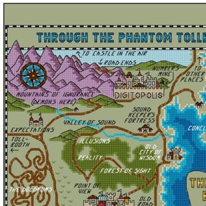 Carte de Phantom Tollbooth Lands Beyond - Modèle de point de croix PDF