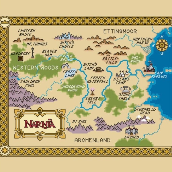 Narnia Map Cross Stitch Pattern PDF