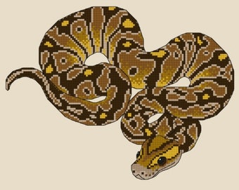 Ball Python Cross Stitch Pattern PDF (Normal + Albino Morph Versions)