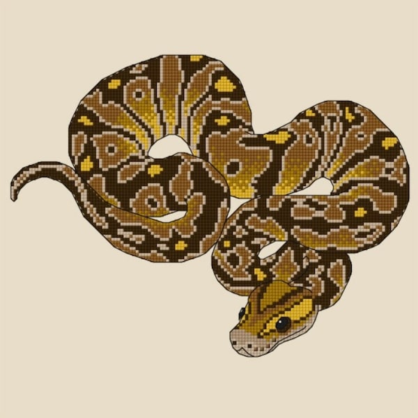 Ball Python Cross Stitch Pattern PDF (Normal + Albino Morph Versions)