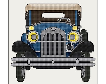 Ford Model A Antique Car Cross Stitch Pattern