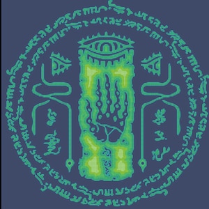 Op de afbeelding: Een groen en blauw cirkelvormig symbool met een gestileerd oog en hand erin. Het symbool wordt omringd door een ring met tekst.