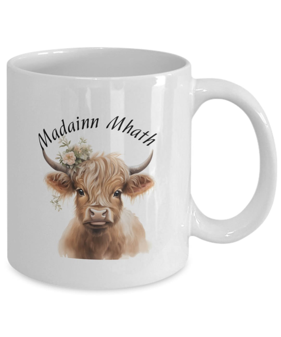 Madainn Mhath good Morning, Gaelic Greeting Mug, Highland Cow Lover