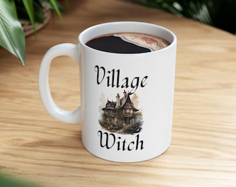 Village Witch Coffee Mug, Spooky Cauldron Ceramic Drinkware