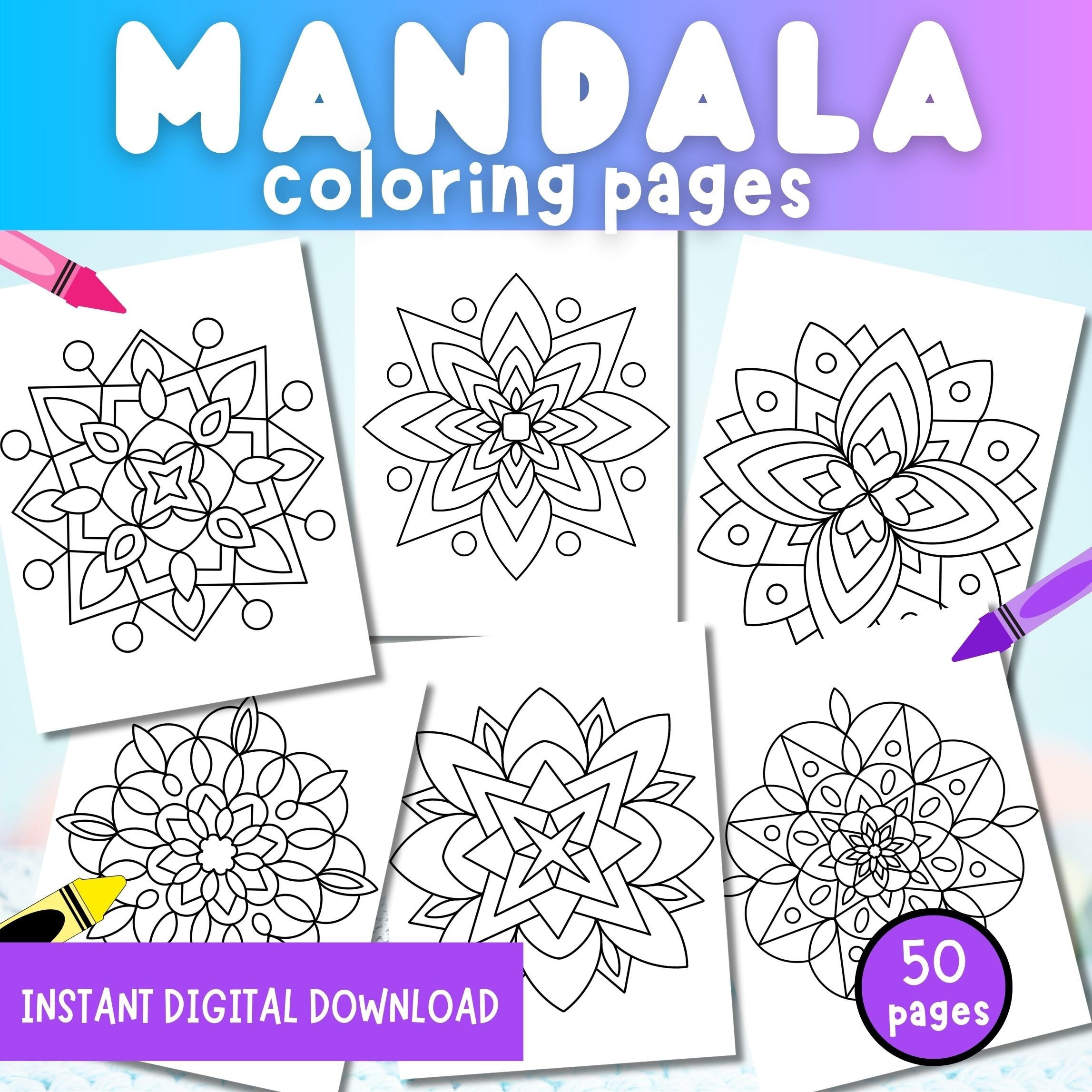 50 Mandala Printable Coloring Pages Simple Mandala Printable Coloring ...