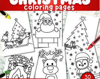 30 Christmas Coloring Pages: Kids Holiday Printable Book (PDF)
