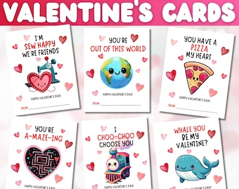 12 Printable Valentine’s Day Cards for Kids | Cute & Funny Classroom Valentines, Instant Download