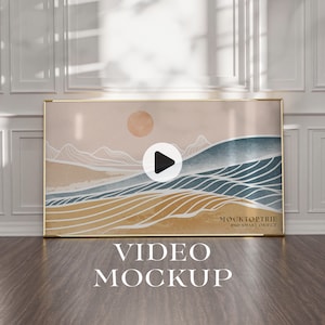 16:9 Video TV Frame Mockup, Animated frame Mockup, PSD smart object, Horizontal frame mockup, Gold Frame Mockup, print frame, wall art