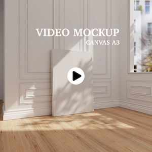 Canvas ISO A3 Video Rahmen Mockup, Animierter Rahmen Mockup, PSD Smart Objekt, Vertikaler Rahmen Mockup, Canvas Rahmen Mockup, Wand Kunst Mockup
