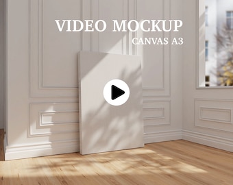 Canvas ISO A3 Video Frame  Mockup, Animated frame Mockup, PSD smart object, Vertical frame mockup, Canvas Frame Mockup, wall art mockup