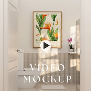 11x14 Video Frame Mockup, Animated frame Mockup, PSD smart object, Print art frame mockup, Wood Frame Mockup, Wall art frame, Bathroom frame