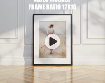 Ratio de la maquette d'image vidéo 12 x 16, maquette d'image animée, objet intelligent PSD, maquette de cadre vertical, maquette de cadre noir