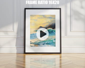Video frame mockup ratio 16x20, Animated frame Mockup, PSD smart object, Vertical frame mockup, Black Frame mockup