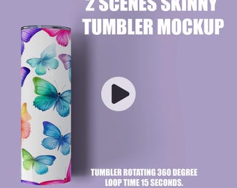 2 Scenes skinny tumbler mockup, Video tumbler Mockup, Animated tumbler  Mockup, PSD smart object, Rotating Tumbler, Tumbler Template