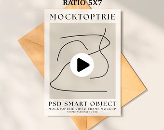 5x7 Karte Video Mockup, Animiertes Mockup, PSD Smart-Objekt, Einladung Hochzeitskarte Mockup, Druckkarte Mockup, Vertikal und horizontal
