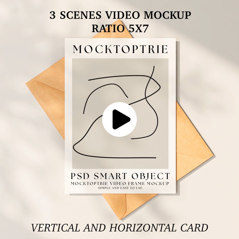 5x7 card Video Mockup, Animated invitation Mockup, PSD smart object, invitation wedding card mockup, print card mockup