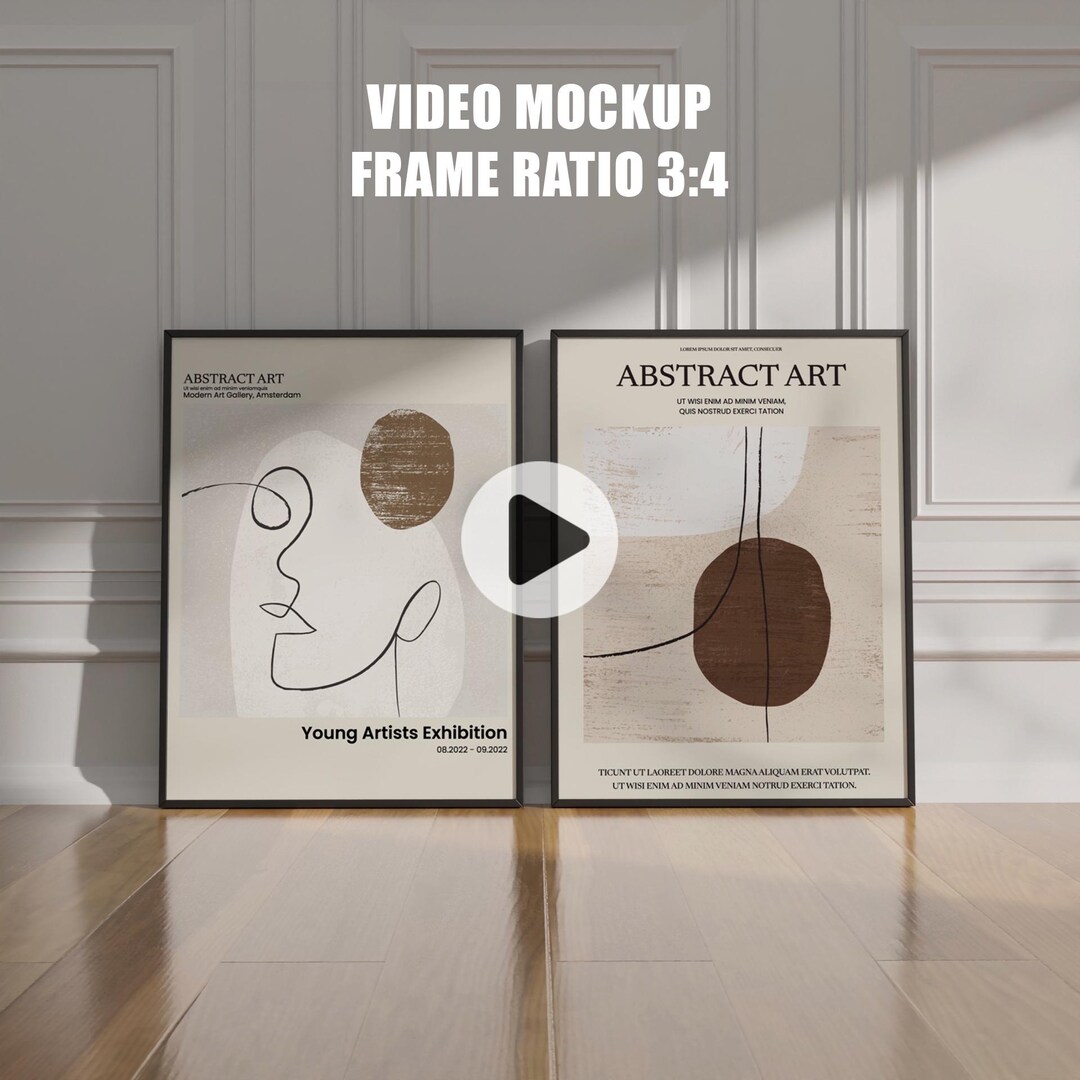 2 Scenes Video 3 Frame Ratio 3:4, Animated Frame Mockup, PSD Smart ...