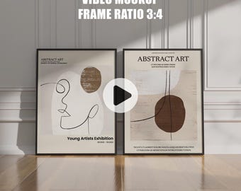 2 scènes Video 3 beeldverhouding 3:4, geanimeerde lijstmodel, PSD slim object, verticaal kadermodel, wit, zwart en houten lijst