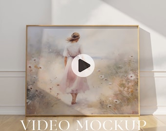 2 Scenes Video Frame 5x4 Mockup, Animated frame Mockup, PSD smart object, horizontal frame mockup, wood Frame Mockup, print frame mockup