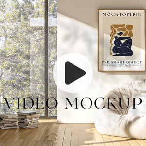 3x4 Video Rahmen Mockup, Animierter Rahmen Mockup, PSD Smart Objekt, Print Art Rahmen Mockup, Holzrahmen Mockup, Wand Kunst Rahmen Mockup