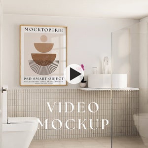 11x14 Video Frame Mockup, Animated frame Mockup, PSD smart object, Print art frame mockup, Wood Frame Mockup, Wall art frame, Bathroom frame