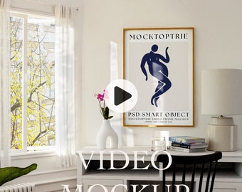 ISO A1 Video Frame Mockup, Animated frame Mockup, Smart Object, PSD smart object, Vertical frame mockup, Wood Frame Mockup