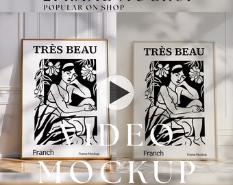 2 Video Frame Mockup bundle, Animated frame Mockup, PSD smart object, Vertical frame mockup, Wooden Frame Mockup, Gold Frame Mockup