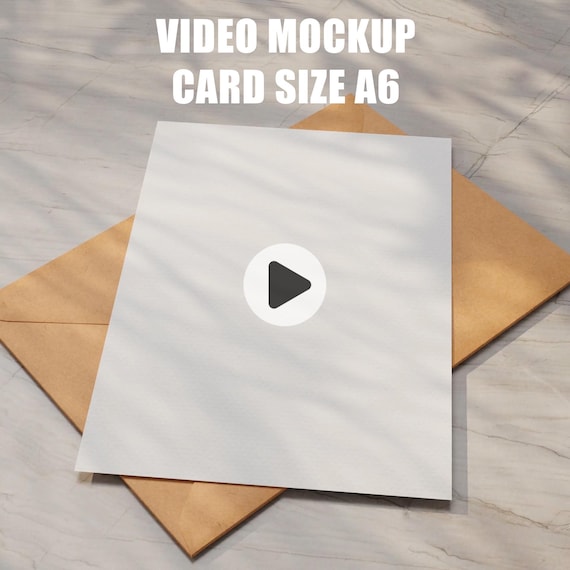 Card A6 Video Mockup, Animated Mockup, PSD smart object, invitation wedding card mockup, print card mockup