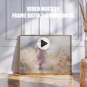 Animiertes Gold Video Rahmen Mockup (Format 3:4) - PSD Smart Objekt