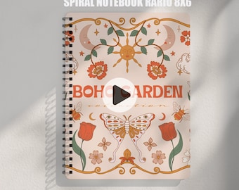Spiral notebook ratio 8x6 mockup, Hardcover Journal Mockup, Video Animated Journal Mockup, PSD smart object, Vertical book mockup