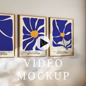 Video Frame Mockup, Animated frame Mockup, PSD Smart Object, Print wall mockup, wall art mockup, Vertical frame mockup, Wooden Frame Mockup