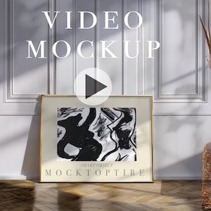 3:4 Ratio Video Frame Mockup, Animated frame Mockup, Wall art mockup, PSD smart object, Horizontal frame mockup, Gold Frame Mockup, Mp4