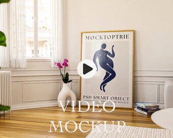 ISO A1 Video Frame Mockup, Animated frame Mockup, Smart Object, PSD smart object, Vertical frame mockup, Wood Frame Mockup